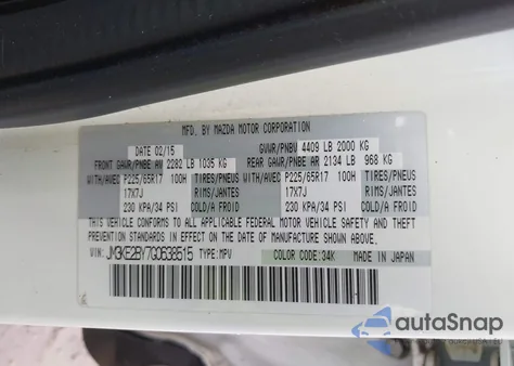 2016 Mazda Cx-5 Sport из США, поврежденный, VIN JM3KE2BY7G0638515